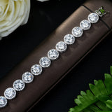 HIBRIDERound Shape Bride Wedding Zircon Bangles CZ Inlay Bracelet B-78