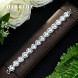 HIBRIDERound Shape Bride Wedding Zircon Bangles CZ Inlay Bracelet B-78