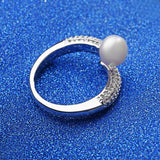 HIBRIDE New Sparkling Cubic Zircon Pearl Women Adjustable Rings