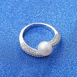 HIBRIDE New Sparkling Cubic Zircon Pearl Women Adjustable Rings