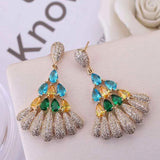 HIBRIDE Cubic Zirocn Fashion Drop Clear And Colorful Dangle Earrings E-897