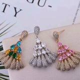 HIBRIDE Cubic Zirocn Fashion Drop Clear And Colorful Dangle Earrings E-897