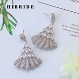 HIBRIDE Cubic Zirocn Fashion Drop Clear And Colorful Dangle Earrings E-897