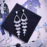 HIBRIDE Clear And Black Cubic Zirconia Earrings Drop Earring E-484