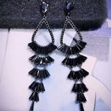 HIBRIDE Clear And Black Cubic Zirconia Earrings Drop Earring E-484