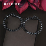 HIBRIDE Sparkling Black Cubic Zirconia Black Gun Plated Earrings E-668