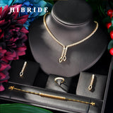 HIBRIDE Shining Brilliant Cubic Zircon 4pcs Bridal Set