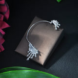 HIBRIDE Sliver Color Flower Shape Zircon Water Stud Crystal Pendant Earrings E-406