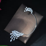 HIBRIDE Sliver Color Flower Shape Zircon Water Stud Crystal Pendant Earrings E-406