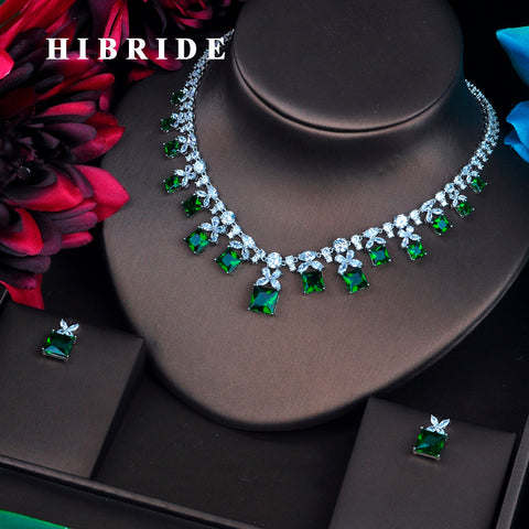 HIBRIDE Sparkling Green Cubic Zirconia Jewelry Sets