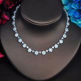 HIBRIDE Sparkling Small Flower Shape CZ Design Women Bridal Jewelry Sets Necklace Set