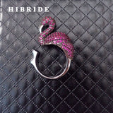 HIBRIDE Spinner Red Cubic Zircon Flamingo Adjustable Women Rings