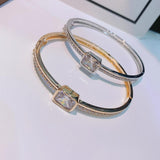 HIBRIDE Spring Trendy Luxury Stackable Statement Bangle Full Cubic Zircon Crystal Dubai Silver Bracelets B-48