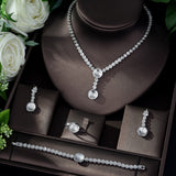 HIBRIDE Round Shape AAA Cubic Zirconia Necklace and Earrings Sets