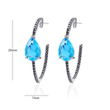 HIBRIDE Geometric Blue Hoop Earrings Cubic Zirconia Earrings E-113