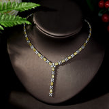 HIBRIDE Trendy Yellow Color Necklace Earrings AAA Cubic Zirconia Jewelry Set
