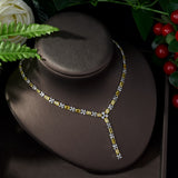 HIBRIDE Trendy Yellow Color Necklace Earrings AAA Cubic Zirconia Jewelry Set