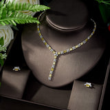 HIBRIDE Trendy Yellow Color Necklace Earrings AAA Cubic Zirconia Jewelry Set