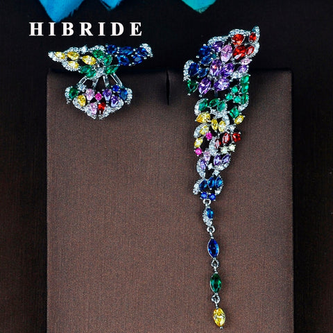 HIBRIDE Two Kind Multicolor High Quality Cubic Zirconia Drop Earring E-801