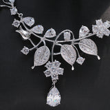 HIBRIDE Unique Design Brazil Style Leaf Shape CZ Pendant Necklace Earring Sets