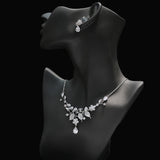 HIBRIDE Unique Design Brazil Style Leaf Shape CZ Pendant Necklace Earring Sets