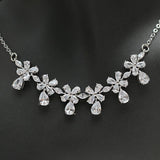 HIBRIDE Water Drop Crystal Rhinestone Brazil Style Wedding Luxury Necklace Earrings Sets