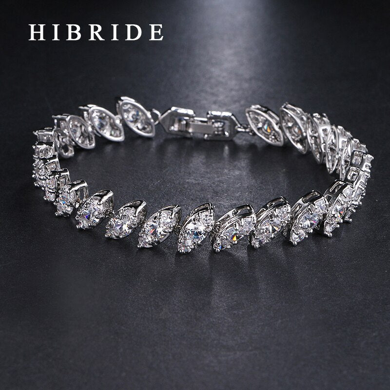 HIBRIDE White Gold Color Bracelets&Bangles Mariquesa Cut AAA Cubic Zirconia Bracelet