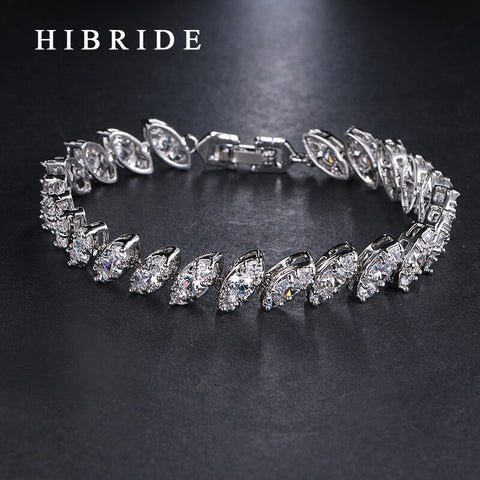 HIBRIDE White Gold Color Bracelets&Bangles Mariquesa Cut AAA Cubic Zirconia Bracelet