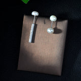 HIBRIDE White Gold Cubic Zirconia Paved Stud Earrings E-246