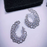 HIBRIDE Flower Design Cubic Zirconia Brincos Statement Earrings E-586