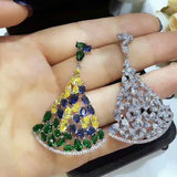 HIBRIDE Brazil Style Colorful Cubic Zirconia Wedding Drop Earrings E-559