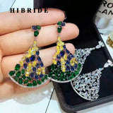 HIBRIDE Brazil Style Colorful Cubic Zirconia Wedding Drop Earrings E-559