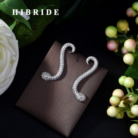 HIBRIDE Snake Shape Pendant Stud Earrings Dubai E-444