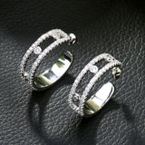 HIBRIDE White Round Hoop Earrings Micro Cubic Zirconia E-454