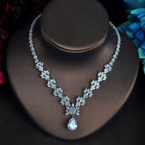 HIBRIDE luxury Clear Crystal Zircon Water Drop Jewelry Sets