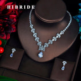 HIBRIDE luxury Clear Crystal Zircon Water Drop Jewelry Sets