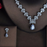 HIBRIDE luxury Clear Crystal Zircon Water Drop Jewelry Sets