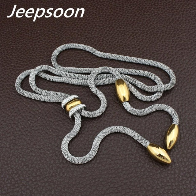 Long Stainless Steel Jewelry Fashion Silver Color Romantic Chain Necklace