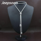 Long Stainless Steel Jewelry Fashion Silver Color Romantic Chain Necklace