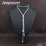 Long Stainless Steel Jewelry Fashion Silver Color Romantic Chain Necklace