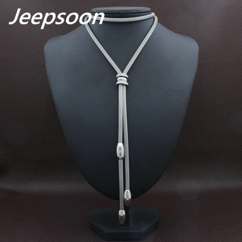 Long Stainless Steel Jewelry Fashion Silver Color Romantic Chain Necklace