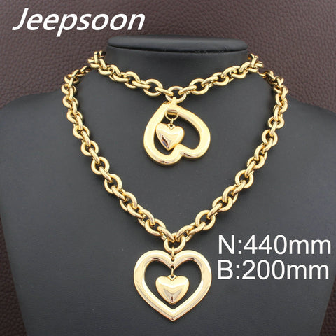 Stainless Steel gold color Necklace Bracelet stud earrings sets SBJFLVDC