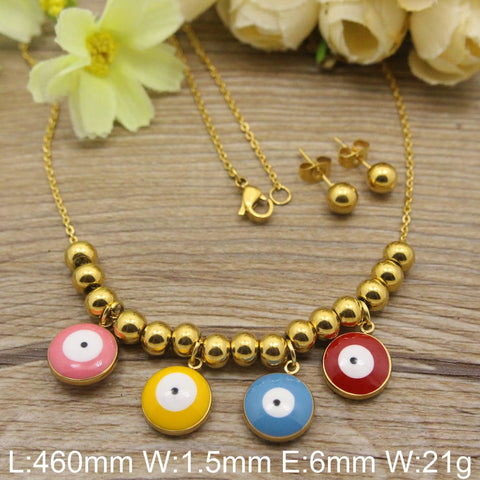 Stainless Steel fashion Jewelry Romantic gold color pendant earrings and Necklace sets SEWDBMCB