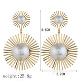 Han Fan Pearl round European and American Style Earrings