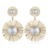 Han Fan Pearl round European and American Style Earrings