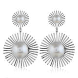 Han Fan Pearl round European and American Style Earrings