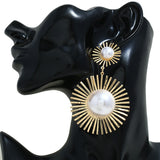 Han Fan Pearl round European and American Style Earrings