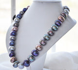 Hand knotted charming 16x19mm white color egg shell pearl necklace 18"