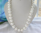 Hand knotted charming 16x19mm white color egg shell pearl necklace 18"