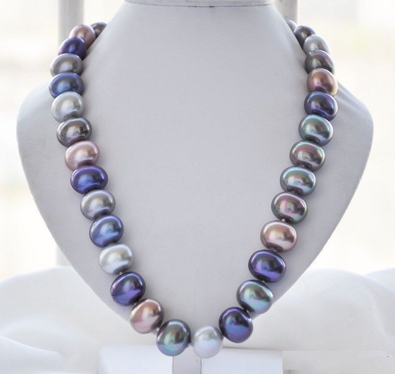 Hand knotted charming 16x19mm white color egg shell pearl necklace 18"